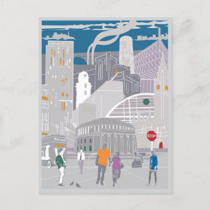 Postcard Manchester Illustration Artwork Postkarte