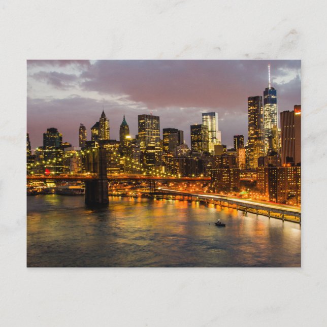 Postcard Manhattan Bridge, New York, USA Postkarte (Vorderseite)