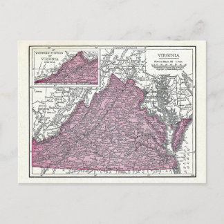 Postcard: Map of Virginia, 1921 Postkarte