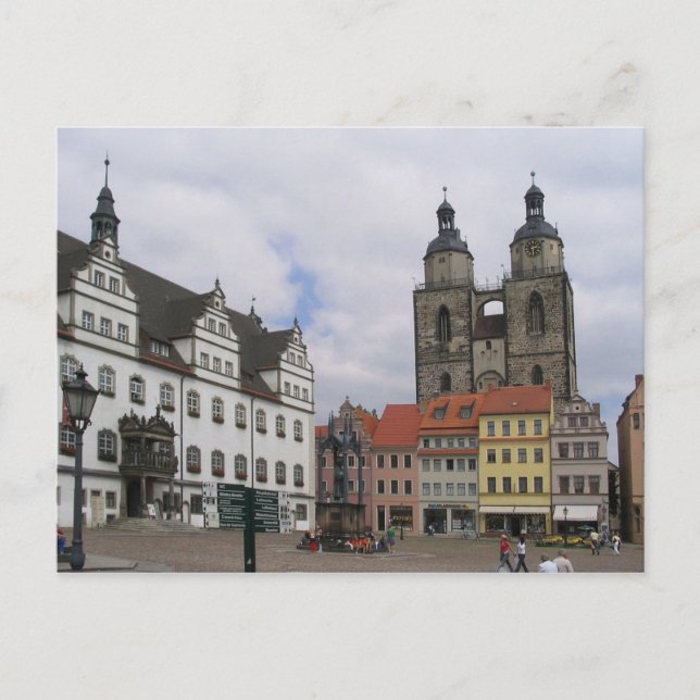 Postcard Marketplace in Wittenberg, Deutschland Postkarte (Vorderseite)