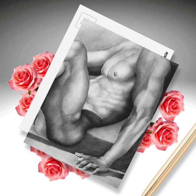 Postcard Masculine Art Male-nude Bodybuilder Model Postkarte (Male Nude Postcard.)