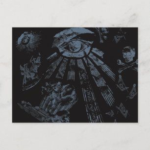 Postcard Masonic Fantasy Blue Postkarte