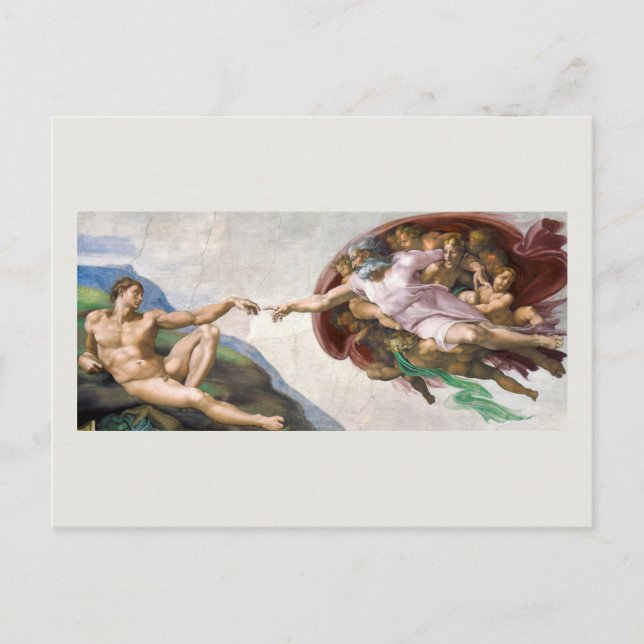 POSTCARD : MICHELANGELO: DIE ERRICHTUNG VON ADAM POSTKARTE (Vorderseite)