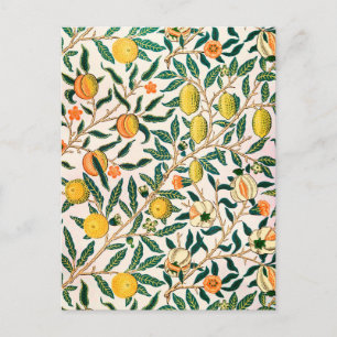 POSTCARD MIT WILLIAM MORRIS YELLOW "POMEGRANATES" POSTKARTE