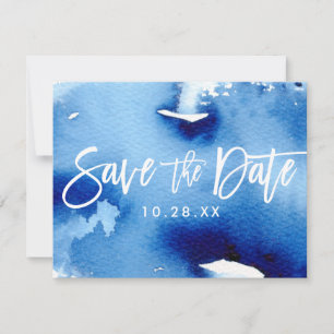 POSTCARD moderne Marineblau Wasserfarbe Save The Date