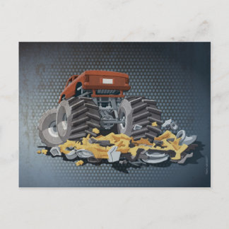Postcard Monster Truck Crushed Car Grunge Postkarte