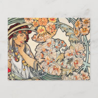 Postcard: Mucha - Language of Flowers