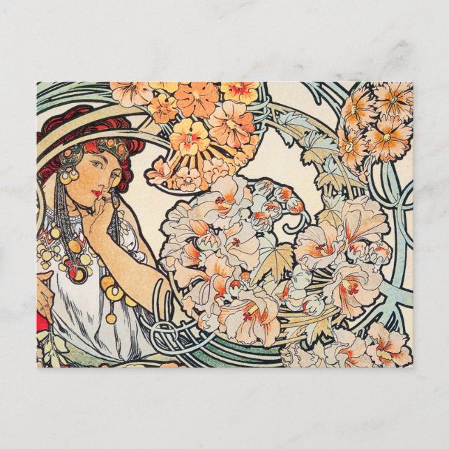 Postcard: Mucha - Language of Flowers Postkarte (Vorderseite)