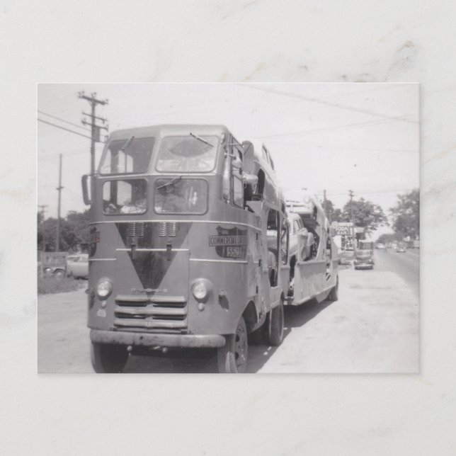 Postcard OTR Car Haulers 1951 Frühes 5-Auto Kapazi Postkarte (Vorderseite)