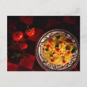 POSTCARD PASTA DISH MIT TOMATEN POSTKARTE