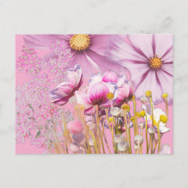 Postcard Postkarte Blumen, rosa