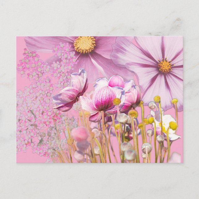 Postcard Postkarte Blumen, rosa (Vorderseite)