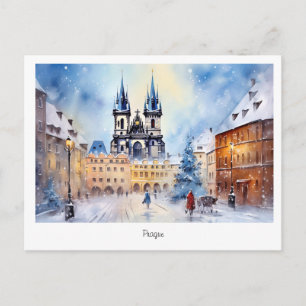 Postcard Prag Weihnachtsnacht in Tschechien Postkarte