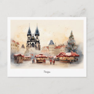 Postcard Prag Weihnachtsnacht in Tschechien Postkarte