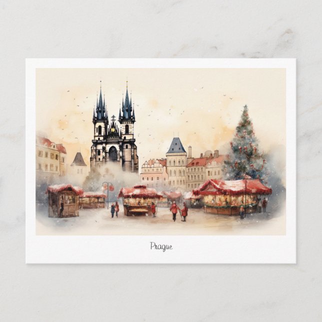 Postcard Prag Weihnachtsnacht in Tschechien Postkarte (Vorderseite)