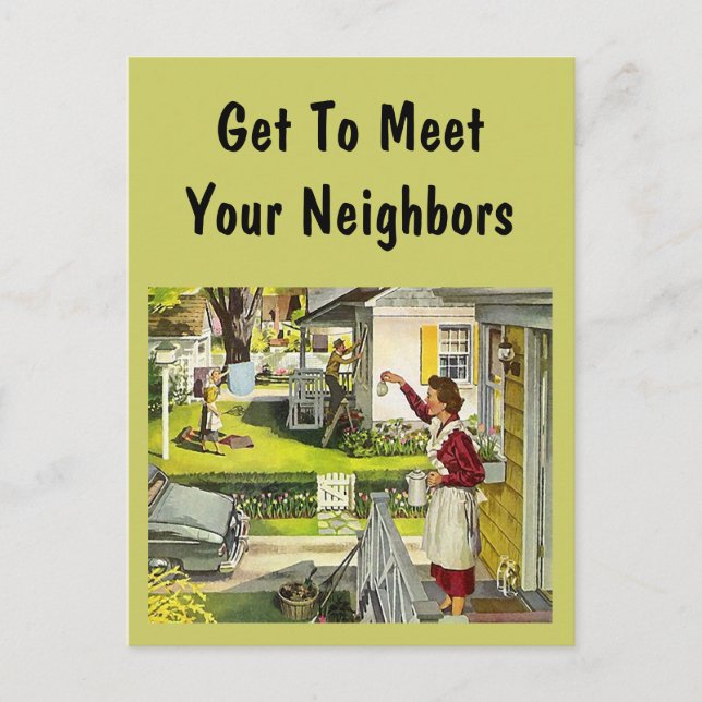 Postcard Retro Neighbhood Social Block Party PC Einladungspostkarte (Vorderseite)