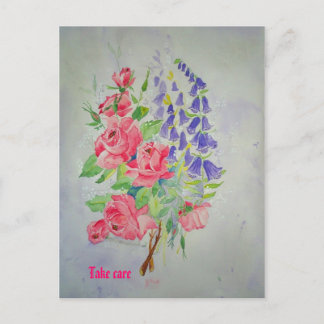 Postcard Roses and Digitalis Postkarte