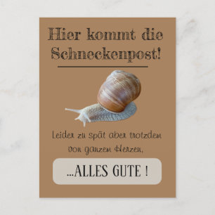 Postcard Schnecke symbolisch Nachträgliche Grüße Postkarte