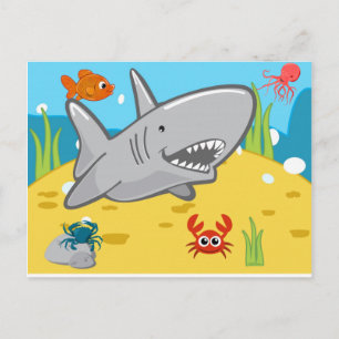 Postcard Shark Crabs Fisch Ozean Postkarte