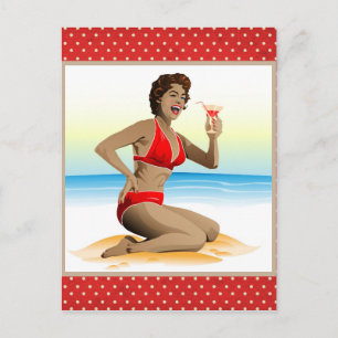 Postcard Sommerliches Button mit Cocktail Postkarte