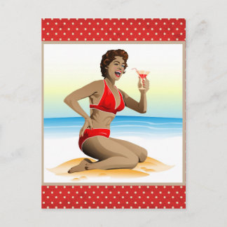 Postcard Sommerliches Button mit Cocktail Postkarte