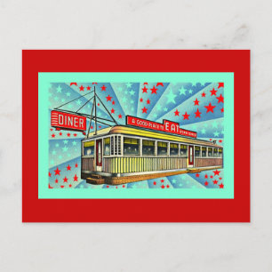 Postcard Stilisierter Retro Googie Mitte des Jahrh Postkarte