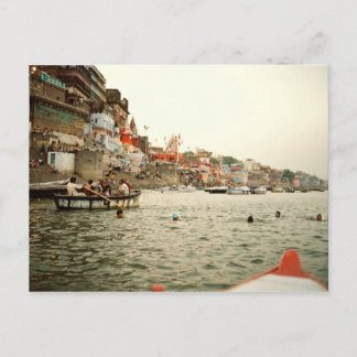Postcard Swiming im Ganges, Varanasi Indien Postkarte