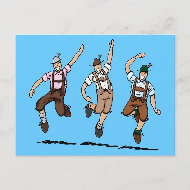 Postcard Tanzen Bayerische Lederhosen Männer Postkarte (Vorderseite)