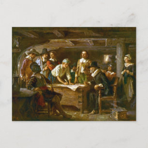Postcard The Mayflower Compact Ferris 1620  Postkarte