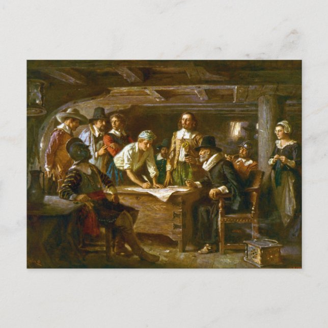 Postcard The Mayflower Compact Ferris 1620 Postkarte (Vorderseite)