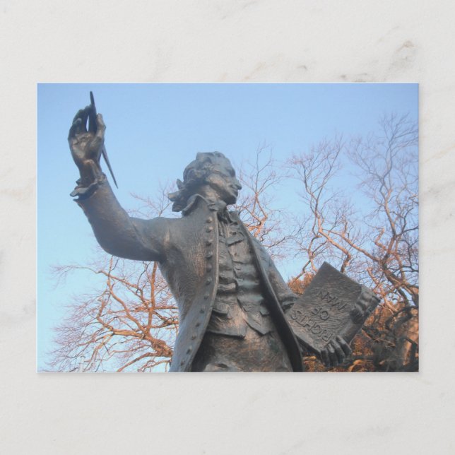 Postcard Thomas Paine Statue mit RIghts of Man Postkarte (Vorderseite)