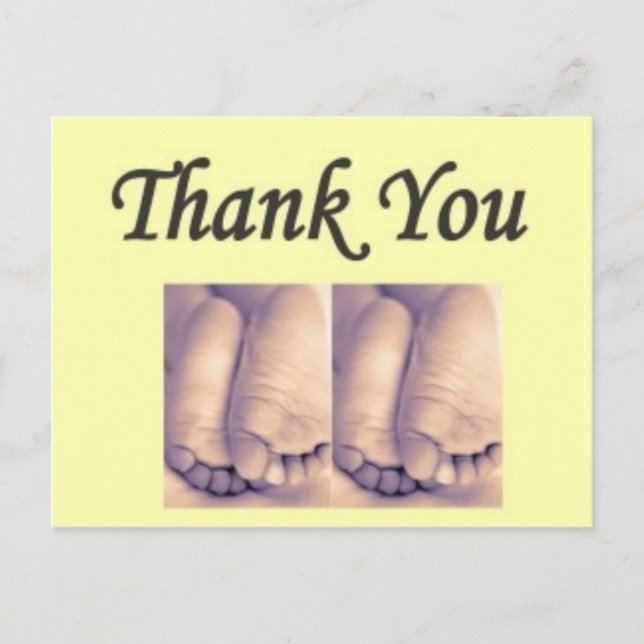 Postcard Twins Baby Danke gelb Postkarte (Vorderseite)