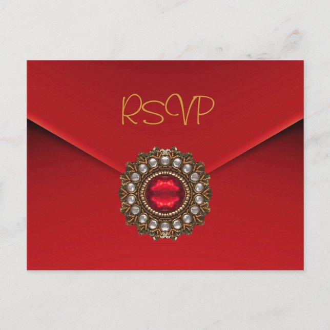 Postcard UAWG Einladung Red Gold Jewel (Vorderseite)