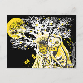 Postcard – Urban Tree Owl & Wealth Surreal Pop-Art Postkarte