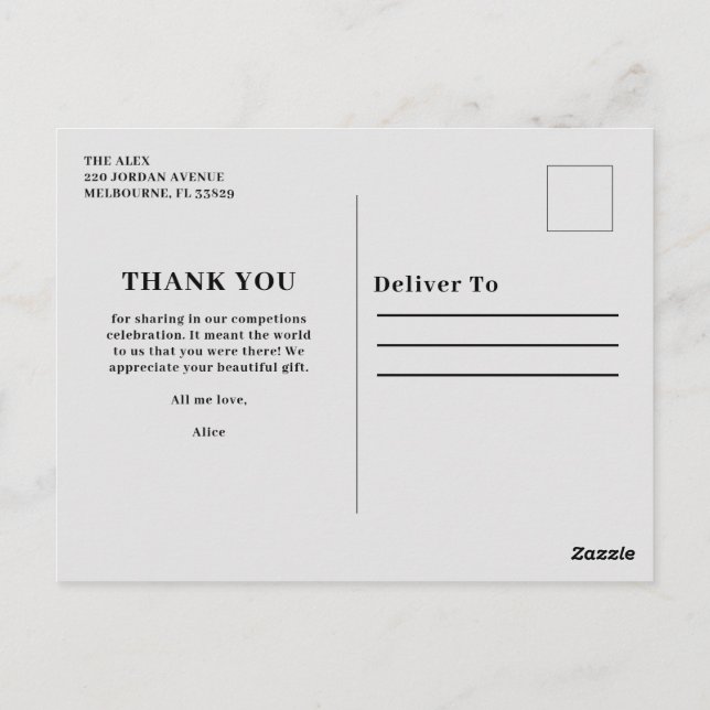 Postcard Vielen Dank und herzlichen Glückwunsch Postkarte (Rückseite)