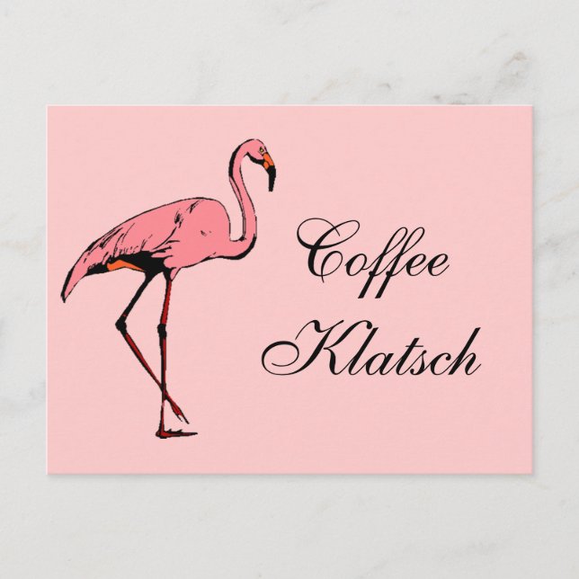 Postcard Vintag Flamingo Coffee Klatsch Einladung (Vorderseite)