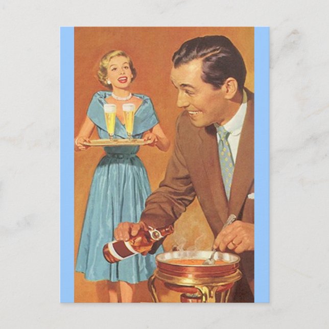 Postcard Vintag Fondue Party Festivals Open House Postkarte (Vorderseite)