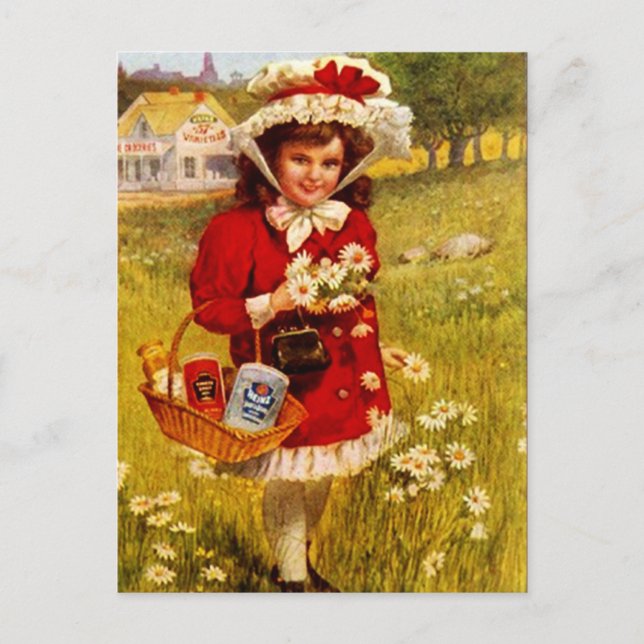 Postcard Vintag Retro Advertising Girl - The Resta Postkarte (Vorderseite)