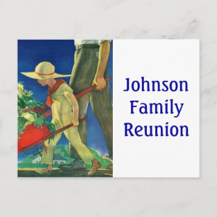 Postcard Vintag Rural Garden Family Renuation PC Einladungspostkarte
