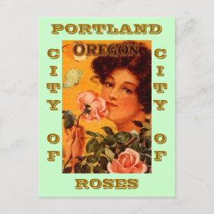 POSTCARD VINTAGE AD PORTLAND OREGON CITY OF ROSES POSTKARTE