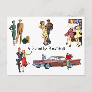 Postcard Vintage Retro Festive Fun Family Reunion Postkarte