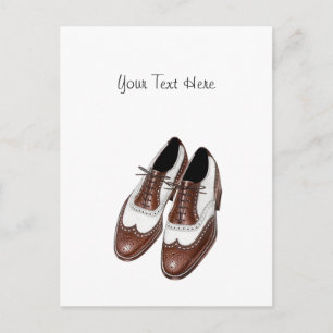 Postcard Vintage Swing Era Wingtip Oxford Shoes PC Postkarte