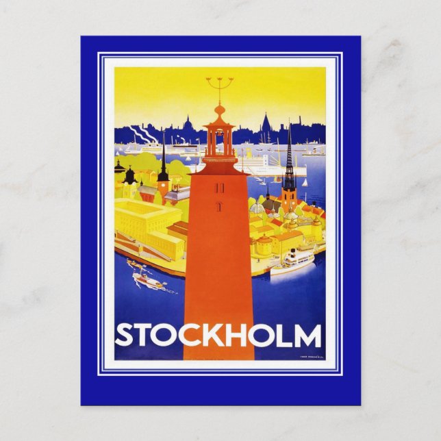 Postcard Vintage Travel Stockholm Postkarte (Vorderseite)