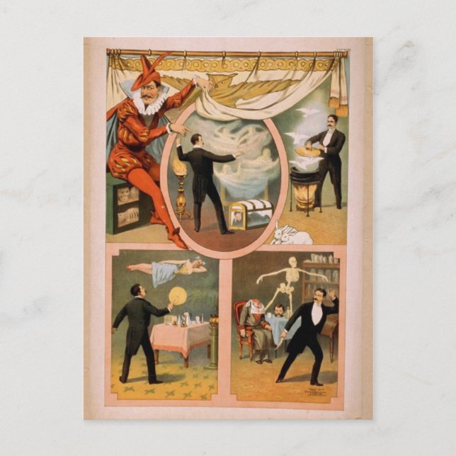 Postcard-Vintages Theater Magician Werbung Postkarte (Vorderseite)