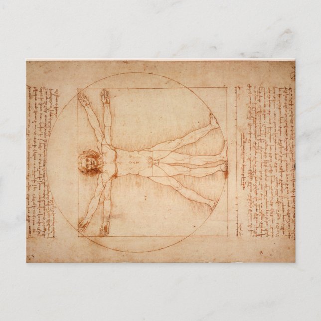 Postcard Vitruvian Man von Leonardo da Vinci Postkarte (Vorderseite)