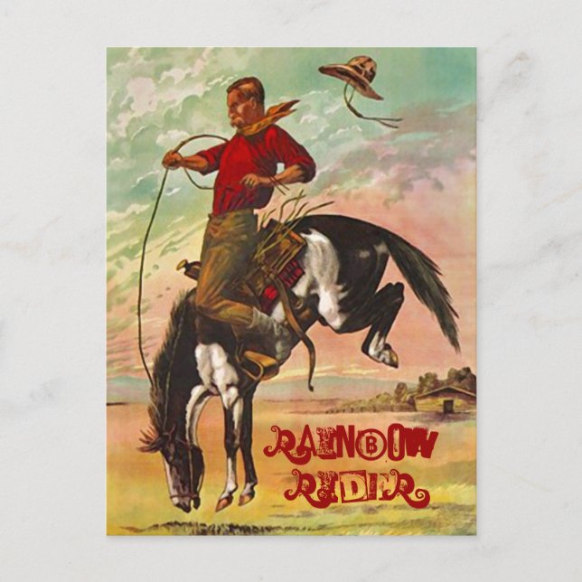 POSTCARD WESTERN BRONC HORSE & THE RAINBOW RIDER POSTKARTE (Vorderseite)