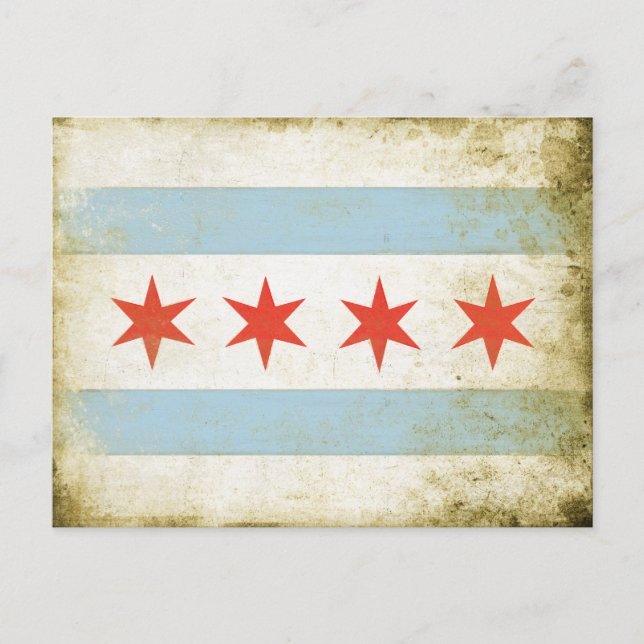 Postcard with Distressed Chicago Flag Print Postkarte (Vorderseite)