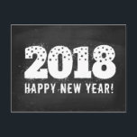 Postcard with text of 2018 on chalkboard. New Year Feiertagspostkarte<br><div class="desc">Retro postcard of a 2018 on chalk board. Vintage greeting card for New Year 2018 Happy New Year!</div>