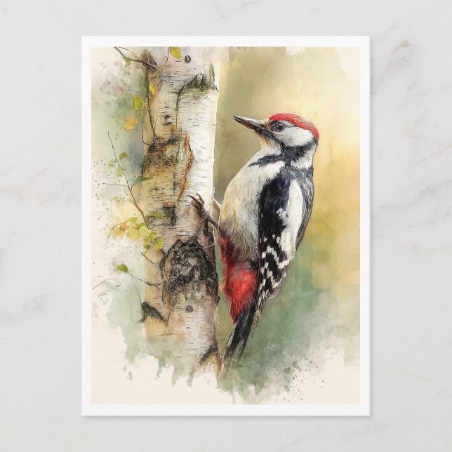 Postcard. Woodpecker Postkarte (Vorderseite)