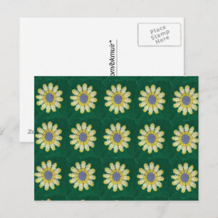 Postcard - Yellow Daisy Afghan Pattern Postkarte